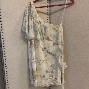 Haute Hippie One-shoulder Silk Mini Dress Poppy Fields